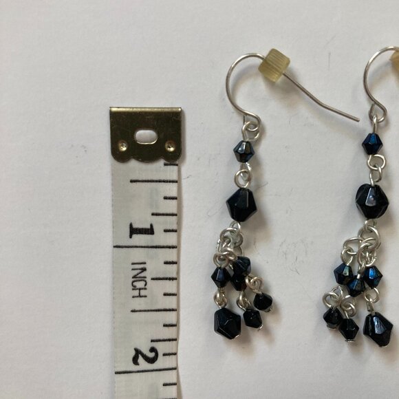 Black Beaded Drop Earrings - Picture 2 of 2